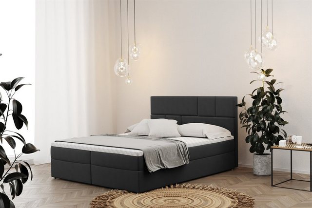 Bild von Fun Möbel Boxbett Schlafzimmerbett CALVIN in Stoff neue Farben (inkl. Bettkästen, inkl. Kaltschaumtopper)