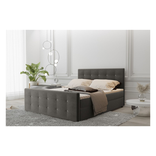 Bild von Boxspringbett Schlafzimmerbett MAURO 200x200cm Stoff Soro Graubraun