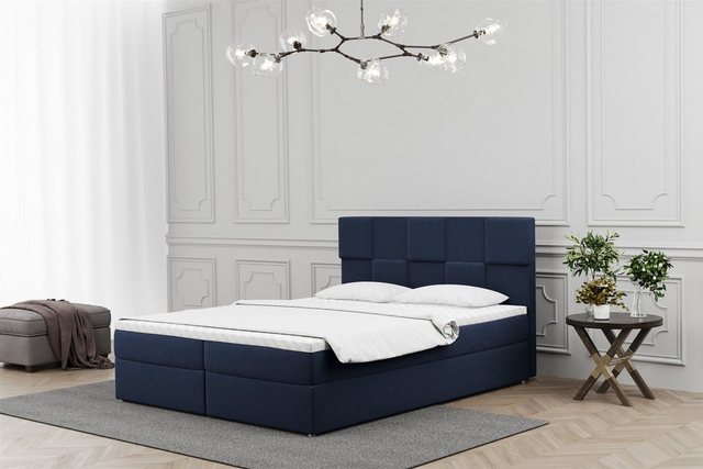 Bild von Fun Möbel Boxspringbett Schlafzimmerbett JOLIE Überlänge in Stoff (auch in Standardlänge erhältlich), inkl. Topper und Bettkästen