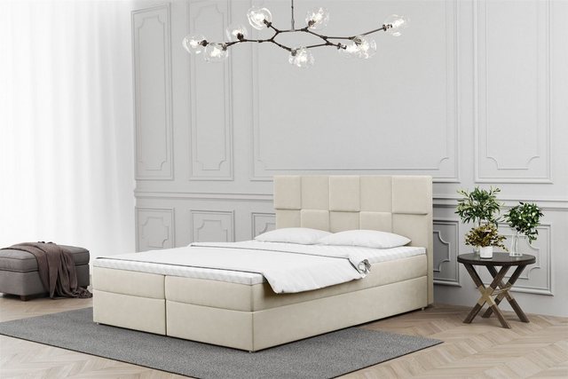 Bild von Fun Möbel Boxspringbett Schlafzimmerbett JOLIE in Stoff (auch in Überlänge erhältlich), inkl. Topper und Bettkästen