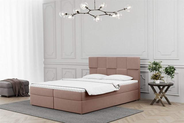 Bild von Fun Möbel Boxspringbett Schlafzimmerbett JOLIE in Stoff (auch in Überlänge erhältlich), inkl. Topper und Bettkästen