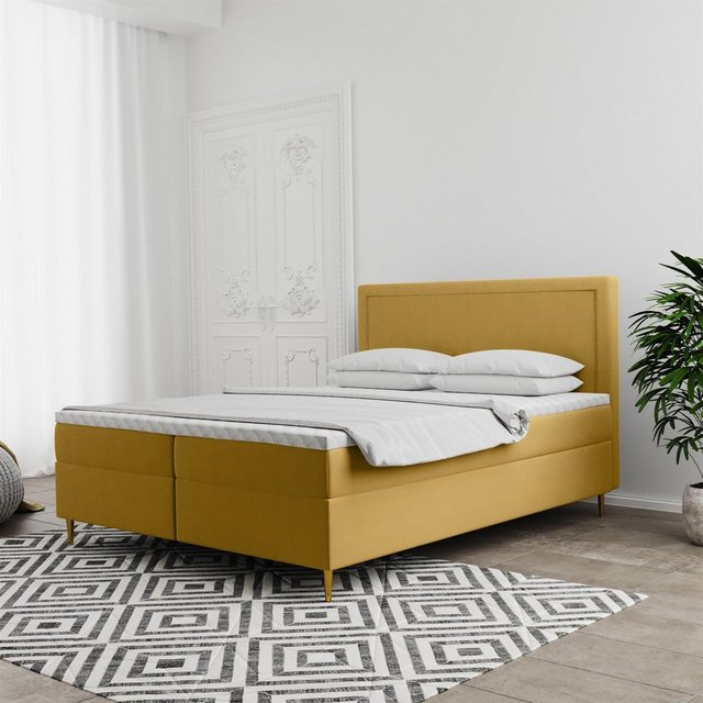 Bild von Fun Möbel Boxspringbett Boxspringbett Schlafzimmerbett LUCIEN Überlänge in Stoff Soro (inkl. Kaltschaumtopper und Bettkästen), auch in Standardlänge erhältlich