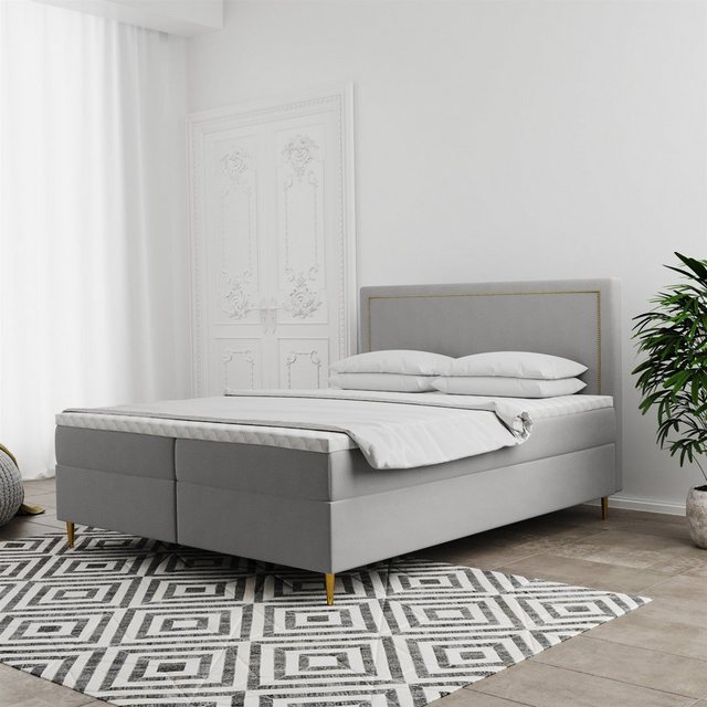 Bild von Fun Möbel Boxspringbett Boxspringbett Schlafzimmerbett LUCIEN in Stoff Soro (inkl. Kaltschaumtopper und Bettkästen), auch in Überlänge erhältlich