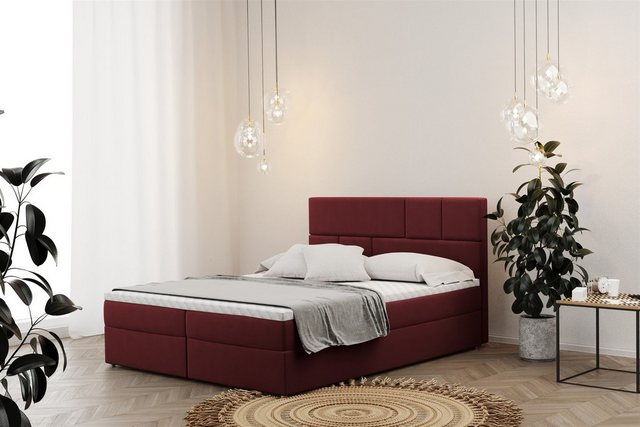 Bild von Fun Möbel Boxspringbett Boxspringbett Schlafzimmerbett CALVIN Überlänge in Stoff neue Farben (inkl. Bettkästen, inkl. Kaltschaumtopper)