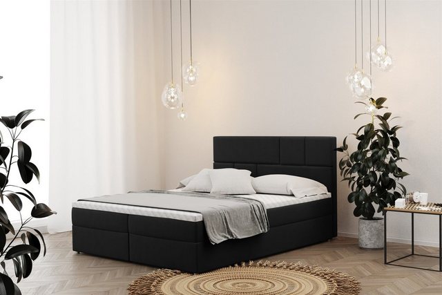 Bild von Fun Möbel Boxbett Schlafzimmerbett CALVIN Überlänge in Stoff neue Farben (inkl. Bettkästen, inkl. Kaltschaumtopper)