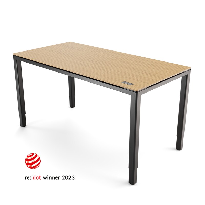 Bild von Yaasa Desk Four Bambus 160x80cm - Schwarzes Gestell