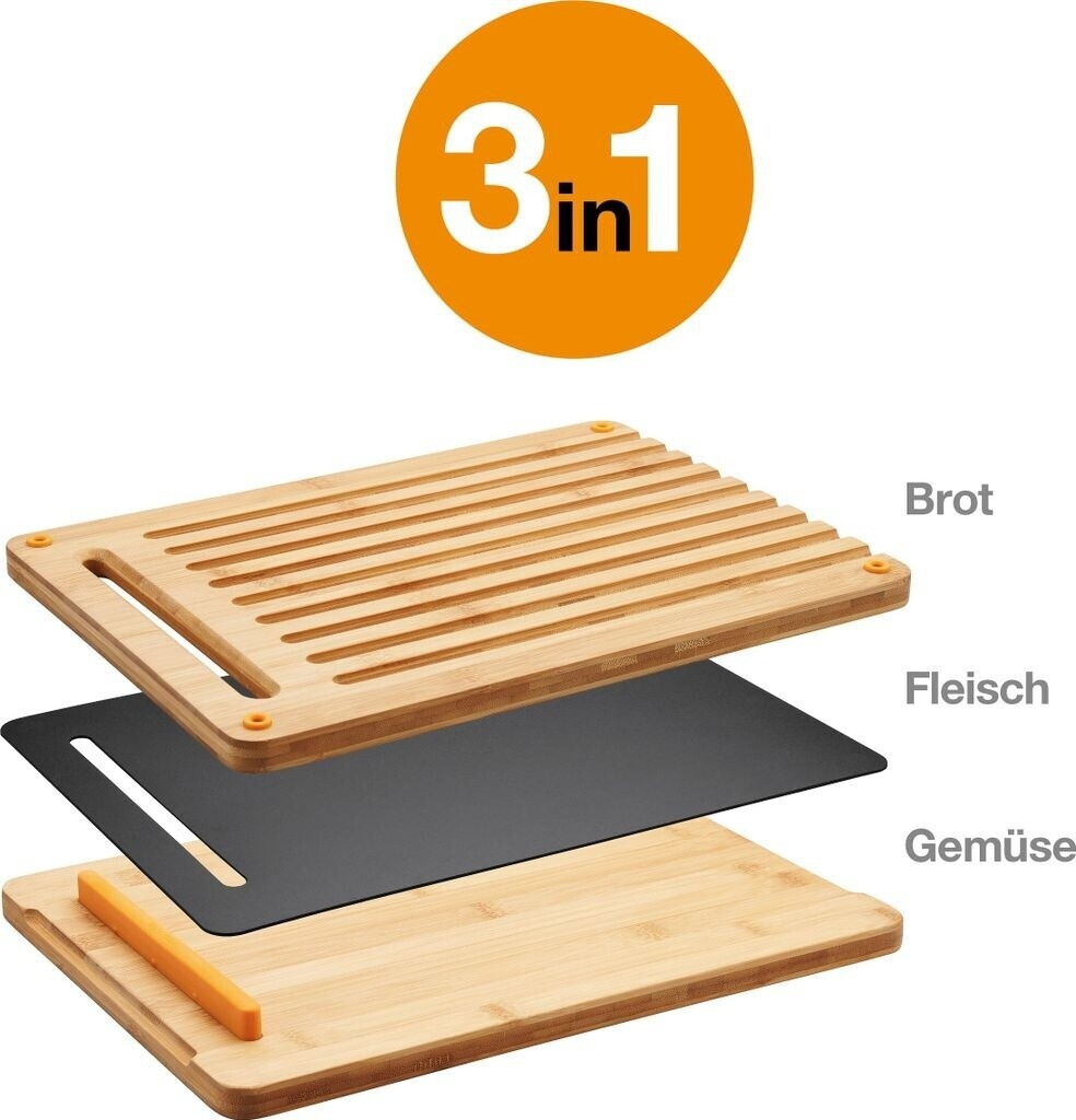 Bild von Fiskars Functional Form Schneidebrett 3 Teile Bambus-Kunststoff
