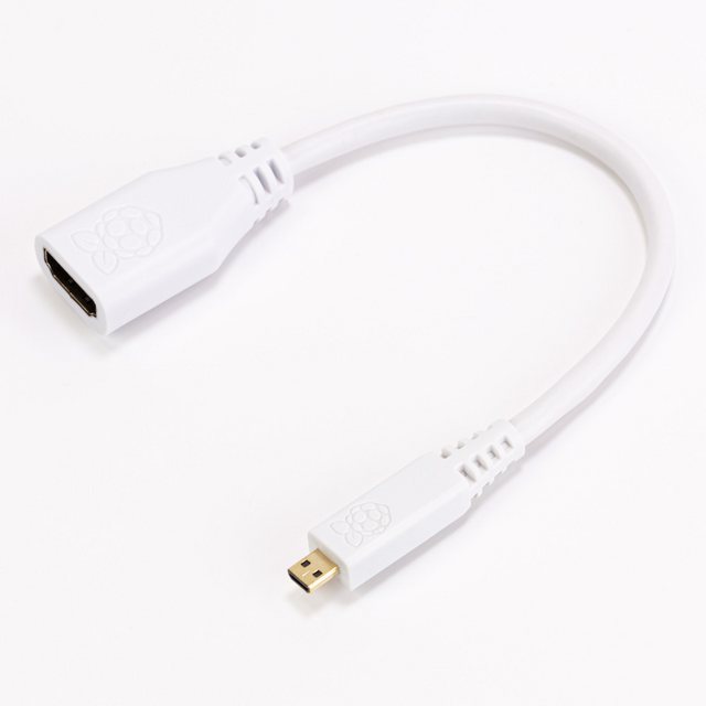 Bild von Raspberry Pi Foundation offizielles Raspberry Pi Micro HDMI Adapterkabel D-Stecker - A-Buchse, HDMI-Adapter, 25 cm