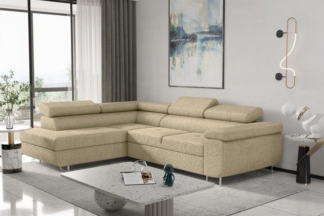 Bild von Fun Möbel Ecksofa Couchgarnitur Schlafsofa JADE mit Ottomane in Stoff Ascot, mit Rundumbezug, mit Schlaffunktion