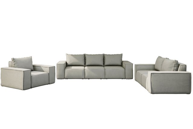 Bild von Fun Möbel Gartenlounge-Set Gartenmöbel-Set GARDENT 3er-2er-1er, (Set, 3-tlg., inkl. Rückenkissen), wetterfester Stoff NXL