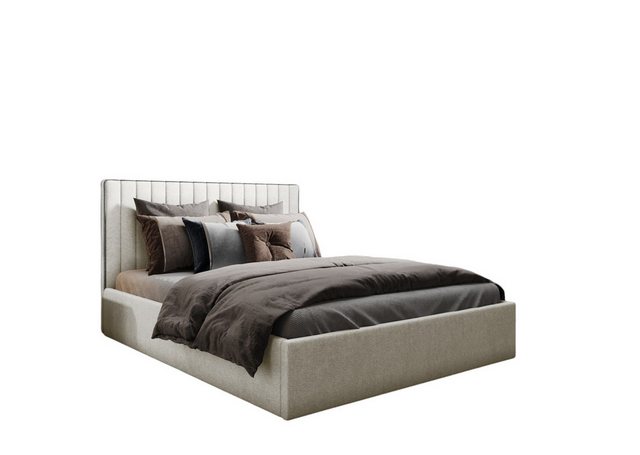 Bild von Fun Möbel Polsterbett Polsterbett Schlafzimmerbett ELIOS Komplett-Set in Stoff Brooklyn (mit Lattenrost und Matratze, inkl. Bettkasten)