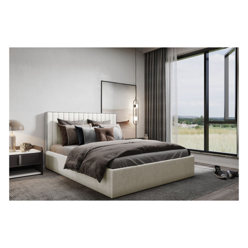 Bild von Polsterbett Doppelbett ELIOS Komplettset in Stoff Brooklyn Creme 200x200cm