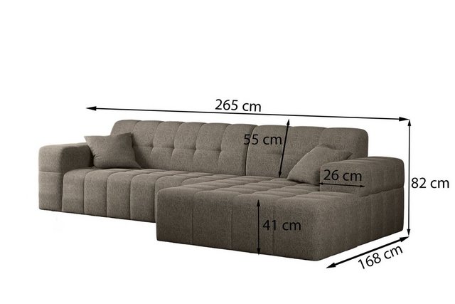 Bild von Fun Möbel Ecksofa Ecksofa Designersofa NANCY mit Ottomane in Stoff Harmony, Rundumbezug