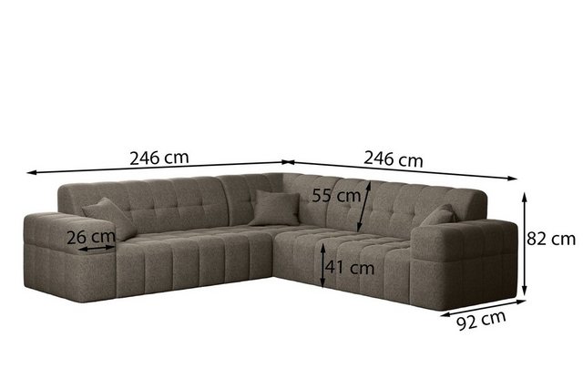 Bild von Fun Möbel Ecksofa Ecksofa Designersofa NANCY in Stoff Harmony Seite Universal, Rundumbezug
