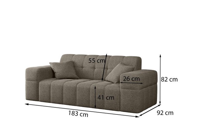 Bild von Fun Möbel Sofa Sofa Designer-Sofa NANCY 2-Sitzer in Stoff Neve, Rundumbezug