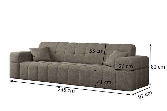 Bild von Fun Möbel Sofa Sofa Designer-Sofa NANCY 3-Sitzer in Stoff Harmony, Rundumbezug