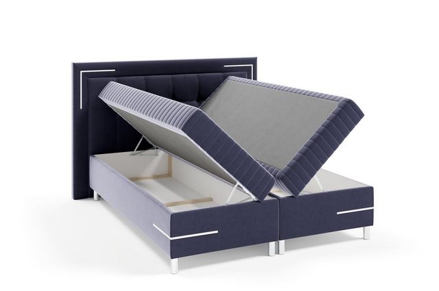 Bild von Fun Möbel Boxspringbett Schlafzimmerbett AMORE Nr.1 in Stoff Fresh (inkl. Bettkasten und Topper), inkl. LED-Beleuchtung