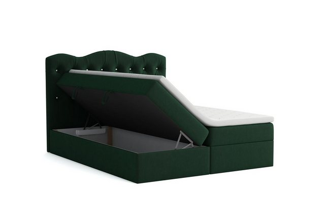 Bild von Fun Möbel Boxbett Schlafzimmerbett LODOS (inkl. Topper und Bettkästen, Kunstleder oder Stoff), Strasssteine im Kopfteil