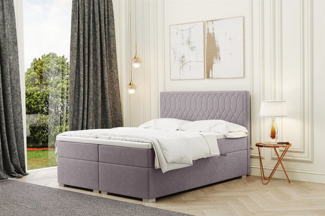 Bild von Fun Möbel Boxbett Schlafzimmerbett DUSTY in Stoff Riviera (Kaltschaumtopper und Bettkästen)