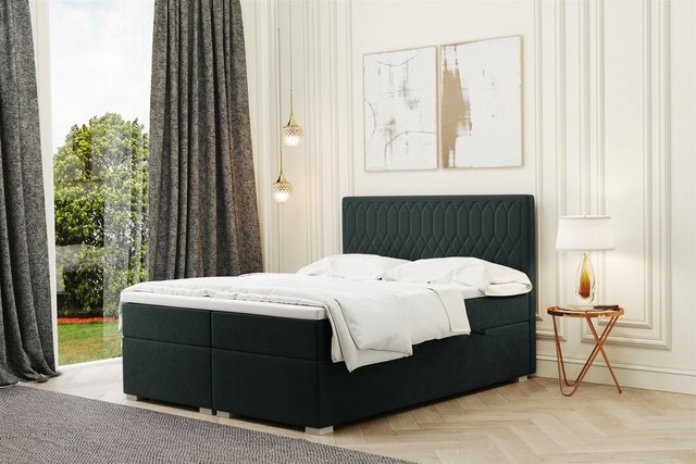 Bild von Fun Möbel Boxbett Schlafzimmerbett DUSTY Überlänge in Stoff Riviera (inkl. Kaltschaumtopper und Bettkästen)