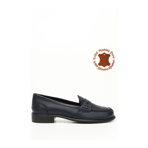 Bild von GÖNDERİ(R) Marineblaue Antike Loafer für Damen