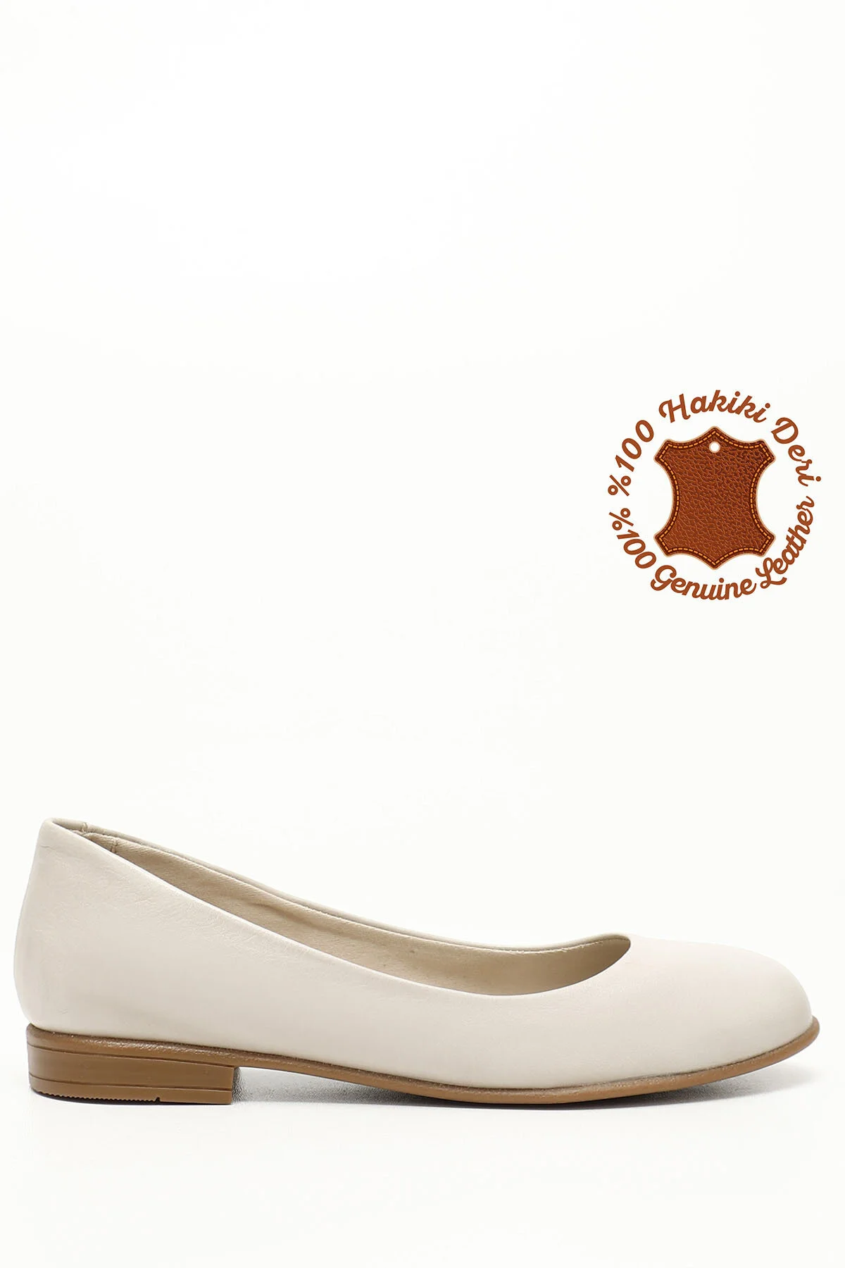 Bild von GÖNDERİ(R) Beige Antik Gön Ballerinas Aus Echtem Leder Mit Runder Zehenpartie Und Flacher Sohle 24164 für Damen - 39