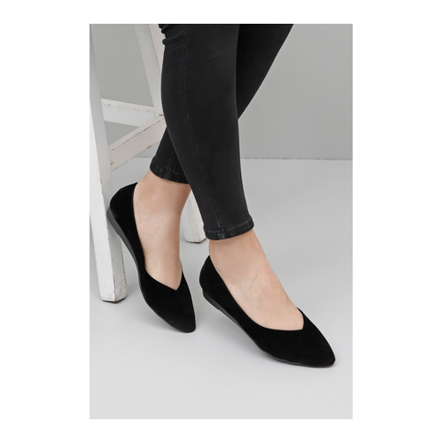 Bild von Elegante Flache Schuhe aus Schwarzem Wildleder für Damen