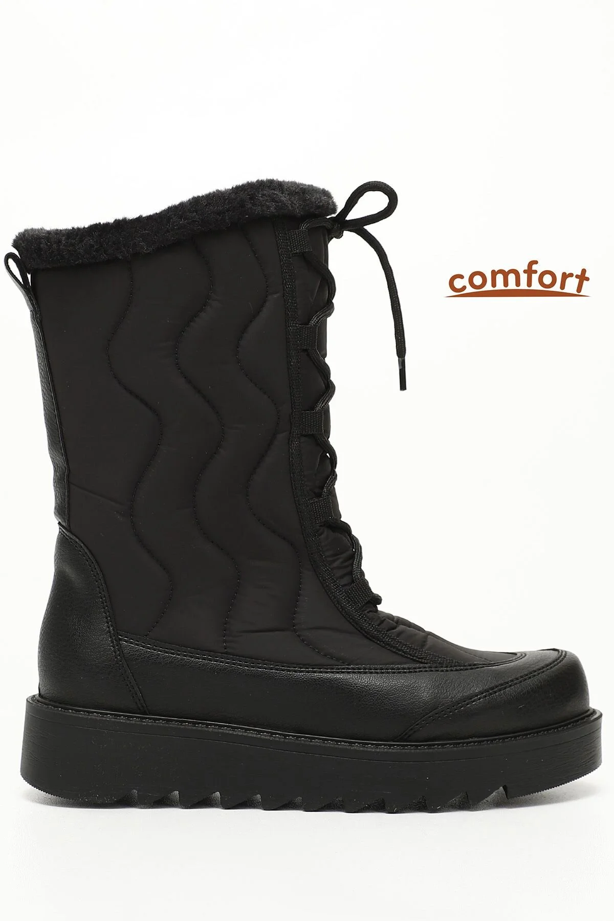 Bild von GÖNDERİ(R) Schwarze Schneestiefel Mit Runder Spitze 06414 für Damen - 37