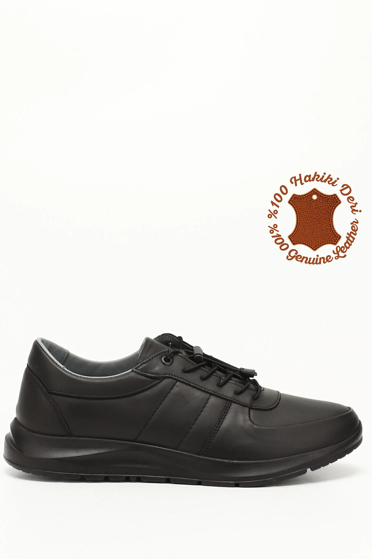 Bild von GÖNDERİ(R) Schwarzer Schnürsneaker Aus Echtem Leder Mit Gummisohle für Herren - 41