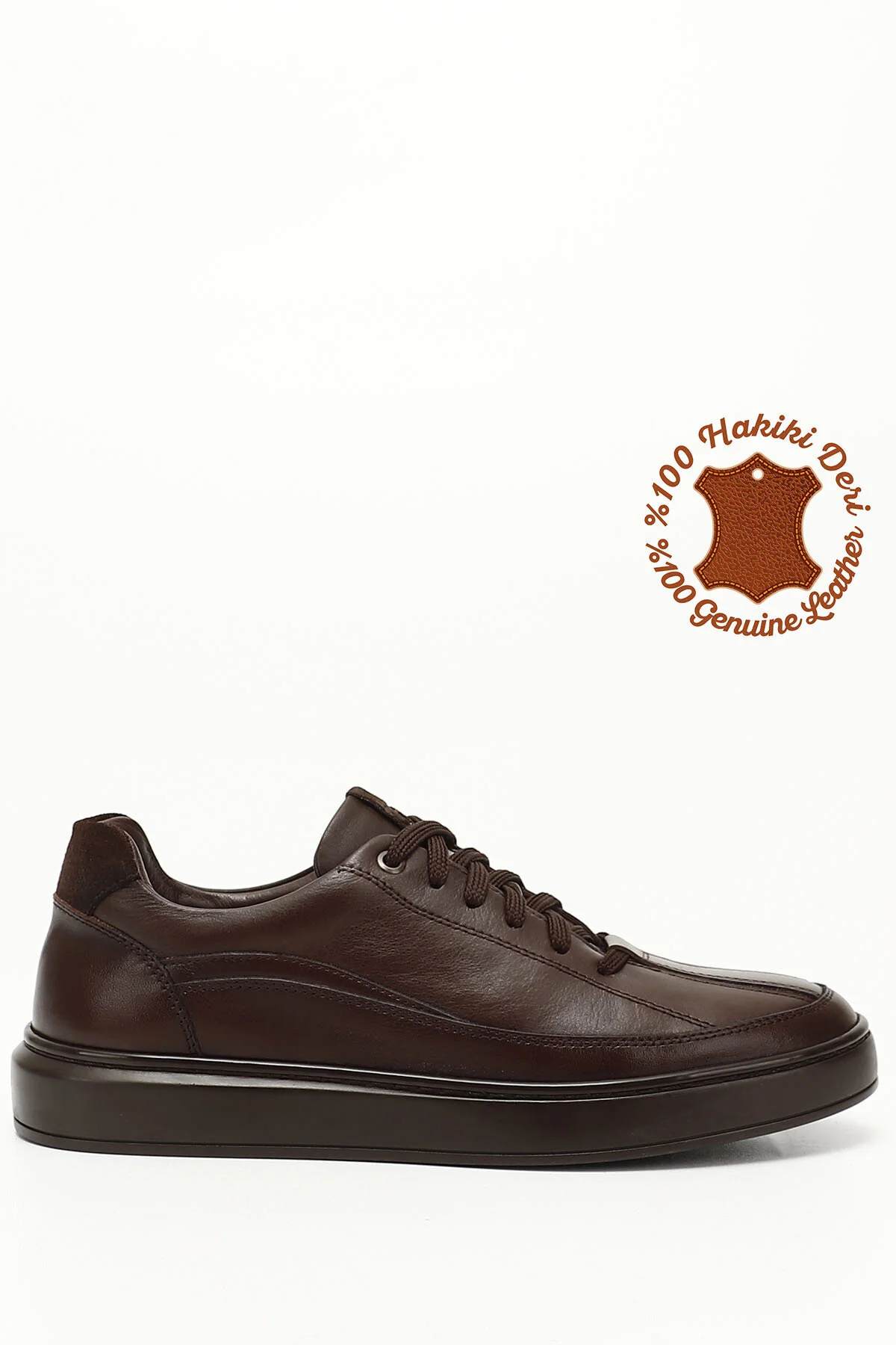 Bild von GÖNDERİ(R) Brauner Schnürsneaker Aus Echtem Leder Mit Gummisohle für Herren - 40