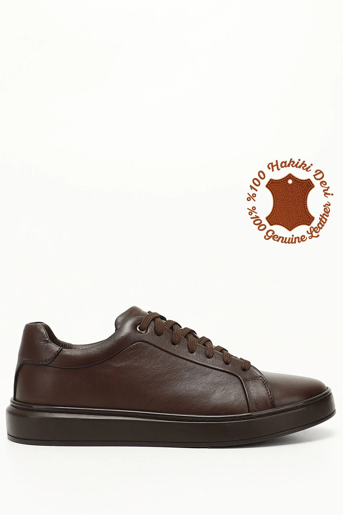 Bild von GÖNDERİ(R) Brauner Schnürsneaker Aus Echtem Leder Mit Gummisohle für Herren - 45
