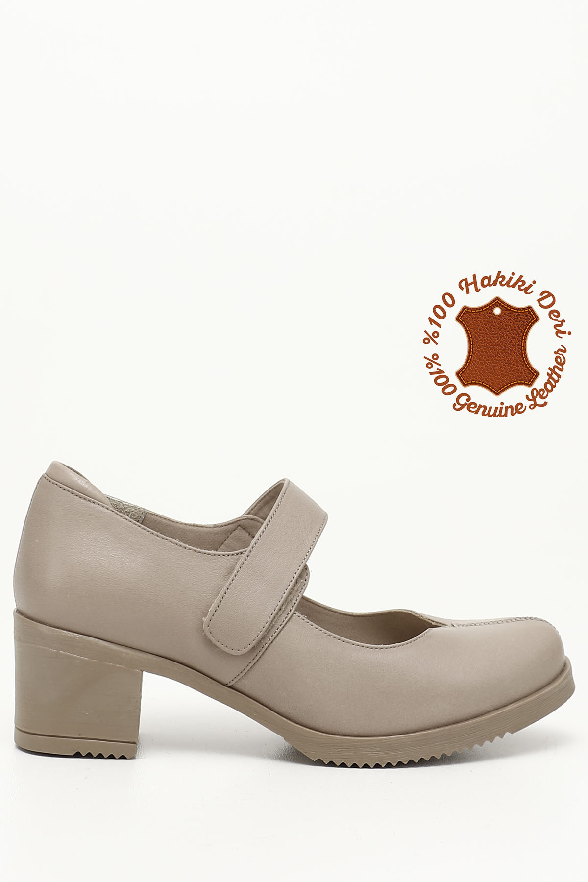 Bild von GÖNDERİ(R) /mädchen-schuhe Aus Echtem Leder In Beige Mit Mitteldickem Absatz für Damen - 38