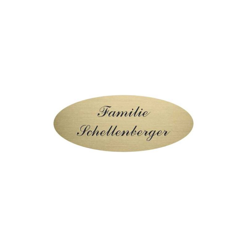 Bild von Messingschild oval gebürstet 80x35mm