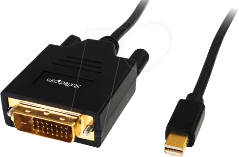 Bild von 1.80m Startech Displayport Adapterkabel Mini Displayport Stecker auf DVI 24+1 Stecker Schwarz vergoldet