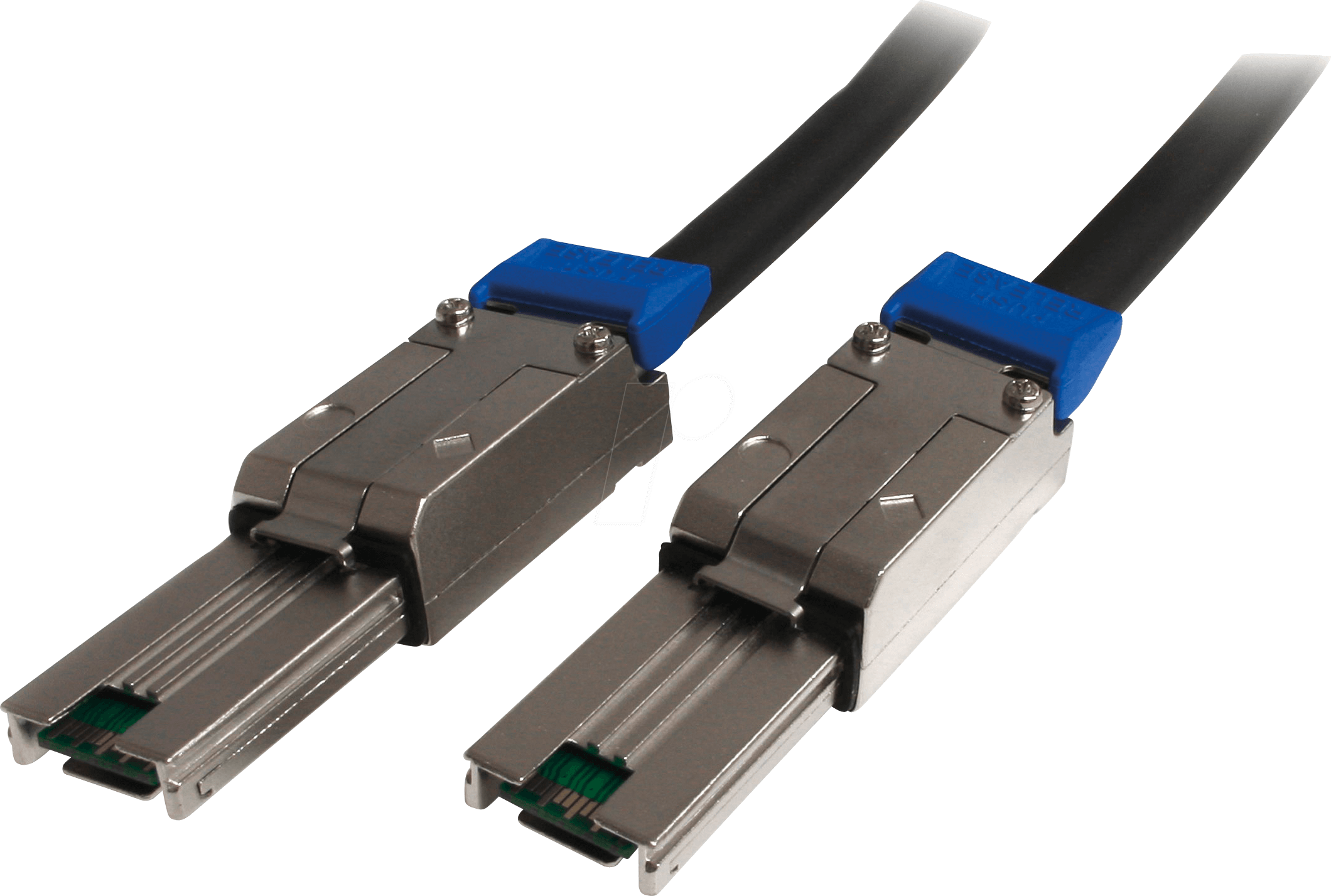 Bild von StarTech.com externes Mini SAS Kabel SFF-8088 auf SFF 8088 - Serial Attached SCSI Stecker/Stecker - SCSI - externes Kabel - 4x Shielded Mini MultiLane SAS (SFF-8088), 26-polig - 4x Shielded Mini MultiLane SAS (SFF-8088), 26-polig - 1,0m - Schwarz (ISAS88881)