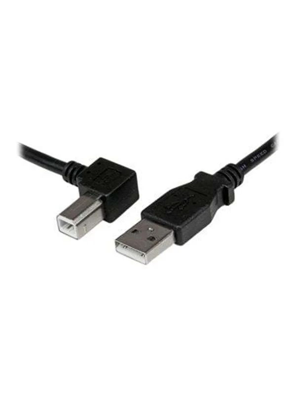 Bild von 2.00m Startech USB2.0 Anschlusskabel gewinkelt links USB A Stecker auf USB B Stecker Schwarz