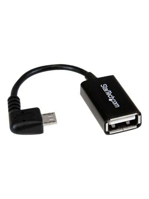Bild von 0.10m Startech USB2.0 Anschlusskabel gewinkelt USB A Buchse auf USB mikroB Stecker Schwarz