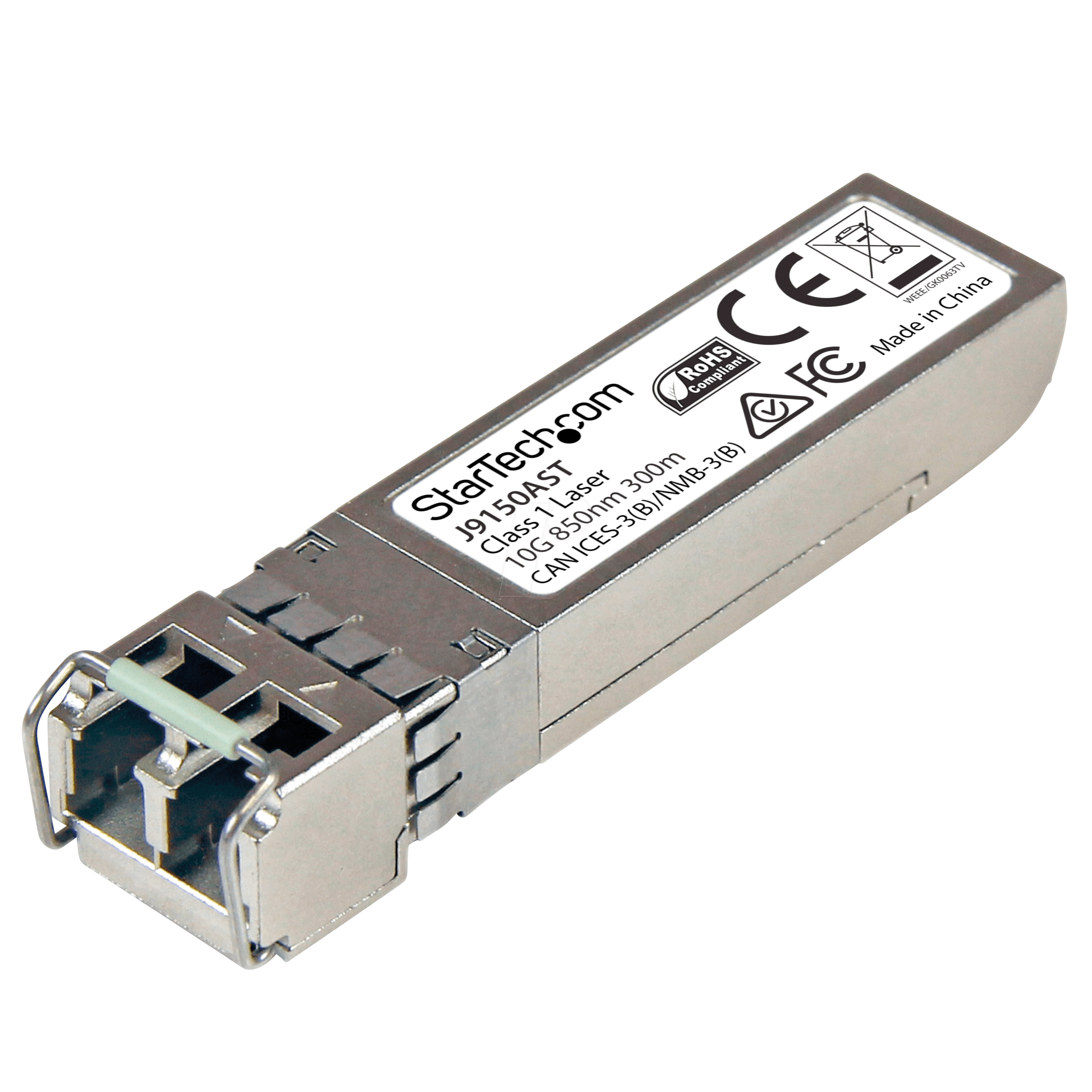 Bild von StarTech.com SFP+ - HP J9150A COMPATIBLE StarTech.com 10 Gigabit LWL SFP+ Transceiver Modul - HP J9150A kompatibel - MM LC mit DDM - 300m - 10GBase-SR (J9150AST)