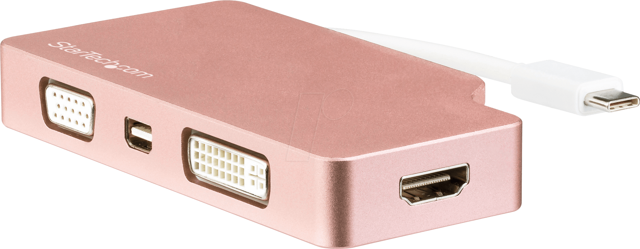 Bild von StarTech.com USB-C Multiport Video Adapter - 4-in-1 USB-C to VGA, DVI, HDMI or mDP - 4K - Externer Videoadapter - USB-C - DVI, HDMI, Mini DisplayPort, VGA - Rosegold