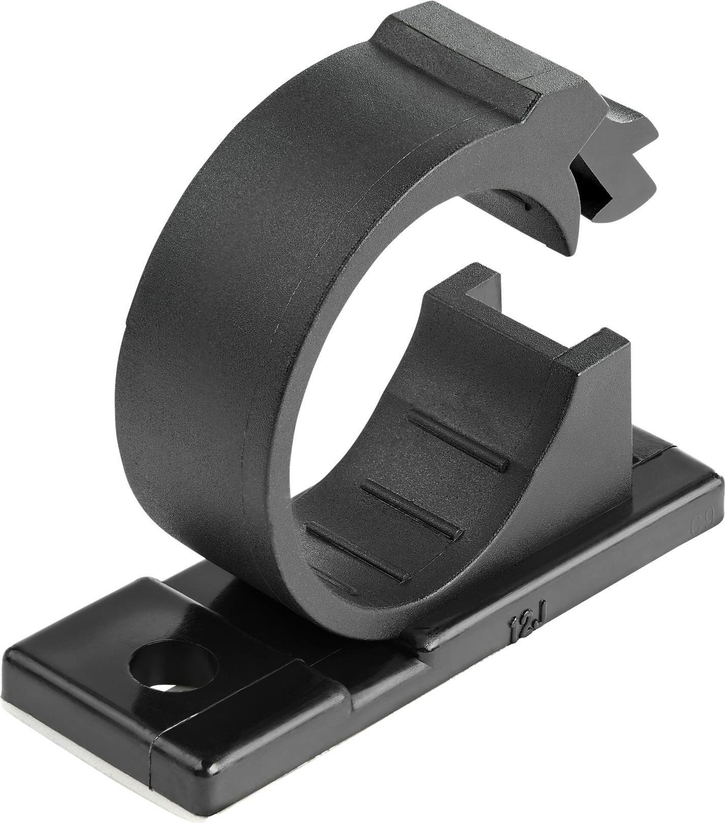 Bild von StarTech.com 100 Selbstklebende Kabelklemmen Groß - PC Kabelmanagement/Kabelhalterung - Kabel Organisator - Netzwerk/USB/Ethernet Kabelclips - Nylonklemme UL/94V-2 Brandklasse - Schwarz (CBMCC3) - Kabelklammer - Schwarz - TAA-konform (Packung mit 100)