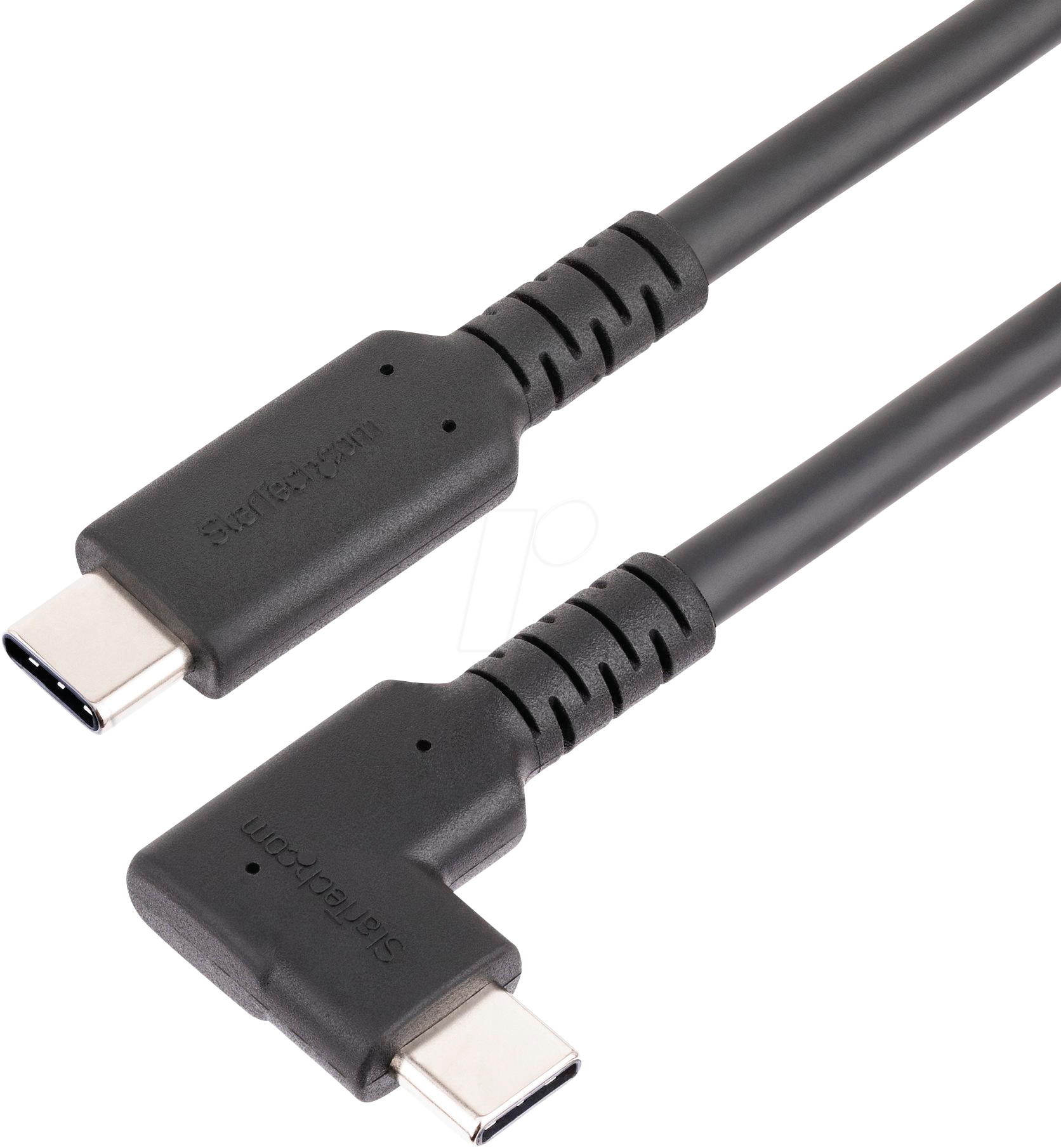 Bild von StarTech.com 3ft (1m) Rugged Right Angle USB-C Cable, USB 10 Gbps, USB C to C Data Transfer Cable, 4K 60Hz DP Alt Mode, 100W Power Delivery - 90 Degree USB-C Cable (RUSB31CC1MBR) - USB-Kabel - 24 pin USB-C (M) gerade zu 24 pin USB-C (M) rechtwinklig - USB (RUSB31CC1MBR)