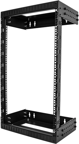 Bild von StarTech.com 18HE Netzwerkschrank 48,30cm (19)  für Wandmontage - Einstellbare Tiefe 30 - 50cm - 2 Pfosten Open Frame Serverschrank/Wandrack/Server rack - Käfigmuttern & Schrauben (RACK-18U-20-WALL-OA) - Schrank offener Rahmen - 2 Pfosten - geeignet für Wandmontage - Schwarz - 18U - 48,3 cm (19) (RACK-18U-20-WALL-OA)