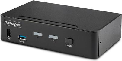 Bild von StarTech.com 2-Port DisplayPort KVM Switch, 8K 60Hz / 4K 144Hz, Single Display, DP 1,4, 2x USB 3,0 Ports, 4x USB 2,0 HID Ports, Push-Button & Hotkey Switching, TAA Compliant - OS Independent, Metal Housing (D86A2-2-PORT-8K-KVM) - KVM-/Audio-/USB-Switch - 2 x KVM/Audio/USB - 1 lokaler Benutzer - Desktop - TAA-konform (D86A2-2-PORT-8K-KVM)