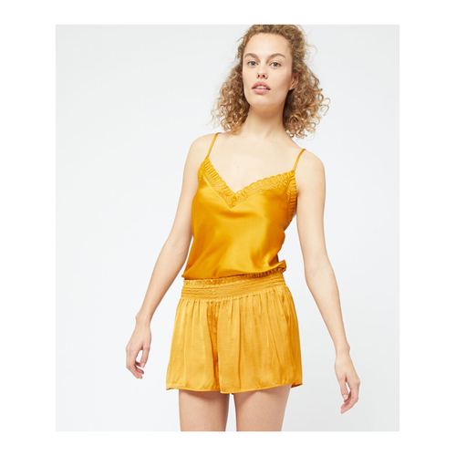 Bild von Seidig schimmernde, plissierte Shorts mit gesmokter Taille