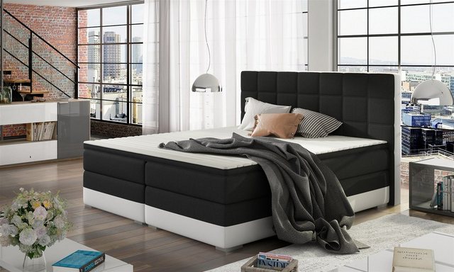 Bild von Fun Möbel Boxbett Schlafzimmerbett PRATO in Kunstleder Madryt / Stoff (inkl. Bettkasten, inkl. Topper)