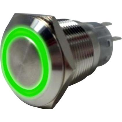Bild von RND Components Vandalensicherer Drucktaster, 1 Wechsler, Tastend, IP67, Flachsteckzunge, 2.8 x 0.5 mm, Taster + Schalter, Grün