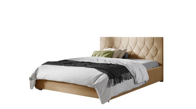 Bild von Fun Möbel Polsterbett Polsterbett Schlafzimmerbett LORENA in Stoff Alova (mit Lattenrost und Taschenfederkernmatratze, inkl. Bettkasten)
