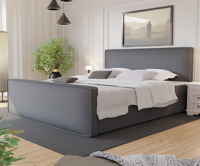 Bild von Fun Möbel Boxbett Schlafzimmerbett CELES in Stoff Brooklyn oder Monolith (inkl. Bettkästen, inkl. Kaltschaumtopper), Beidseitig aufklappbare Bettkästen