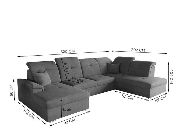 Bild von Fun Möbel Wohnlandschaft Wohnlandschaft FREJA mit Schlaffunktion, mit Bettkasten