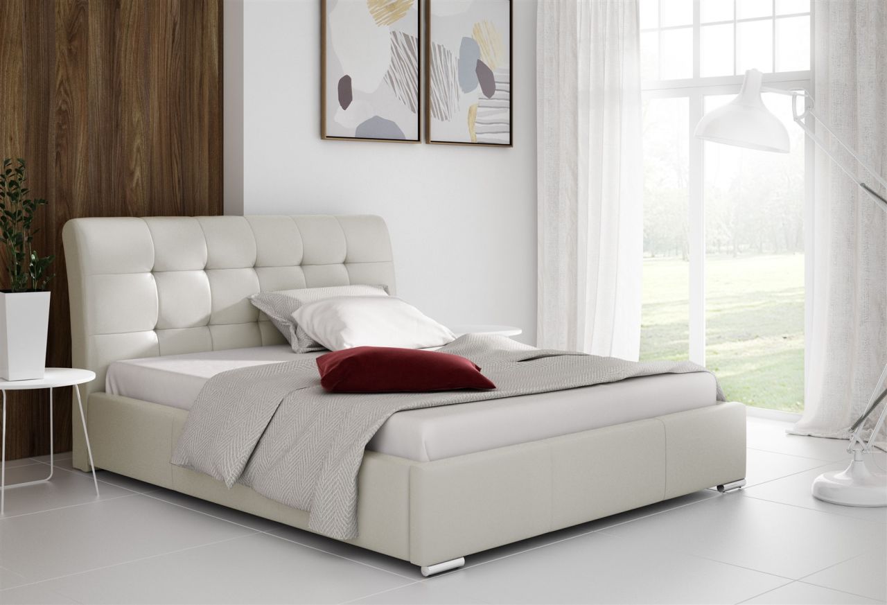 Bild von Polsterbett Bett Doppelbett MATTIS Kunstleder Madryt CREME 160x200cm